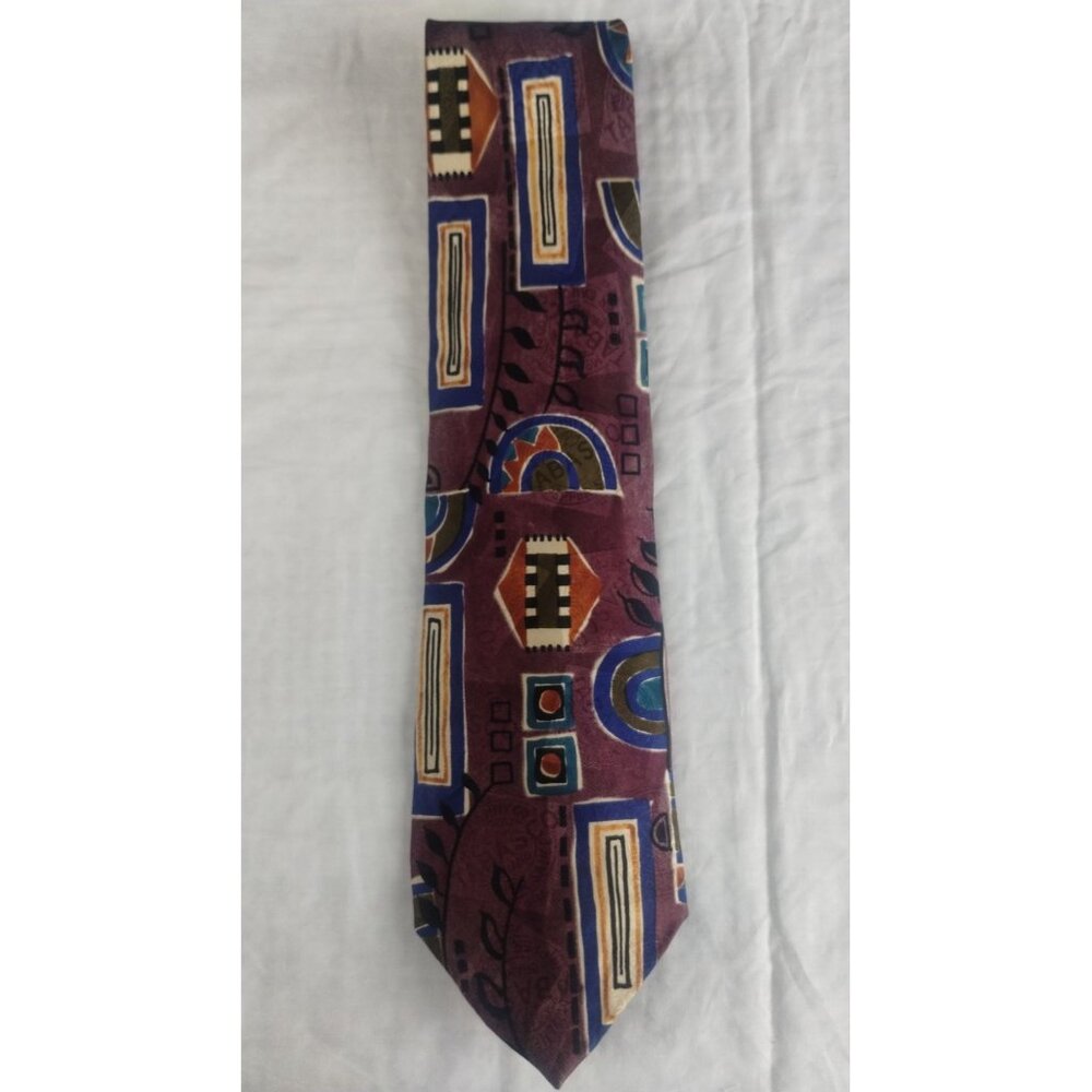 Tabasco Men's Wine/Multicolor Silk Tie 59"x4" SKU 2803